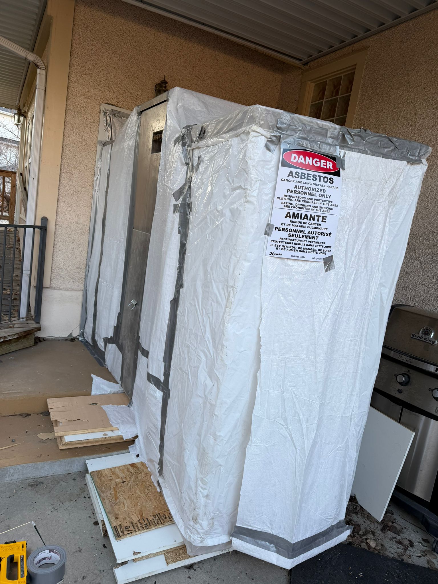 Asbestos containment enclosures setup